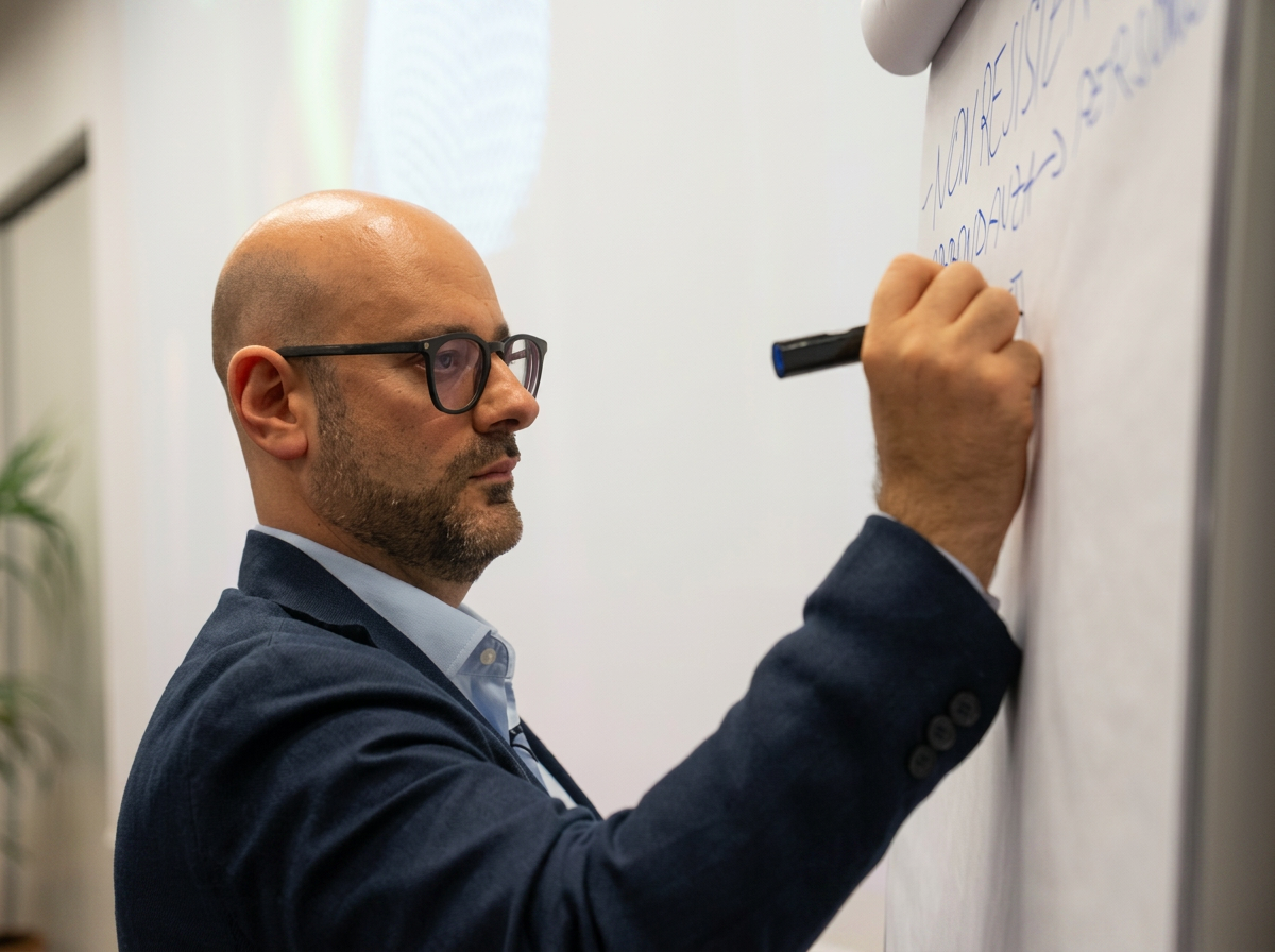 Roberto Maria Vadalà spiega alla lavagna